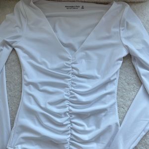 Abercrombie & Fitch White Ruched Top